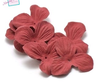 10 faux leather (suede) 40 mm, red flowers