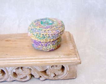 Silk Basket with Rose - Art Deco Glass Embellished Tapestry Basket w/ Lid - Unique Valentine's Day, Mother's Day, Wedding Anniversary Gift