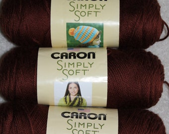 Caron Simply Soft Yarn - Chocolate - 3 Skeins