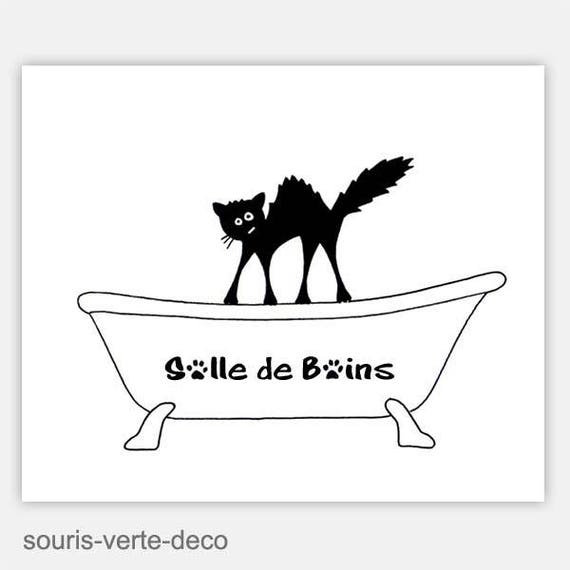 Funny black cat bathroom sign bathroom décor restroom