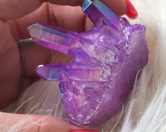 Purple Aura Quartz Cluster