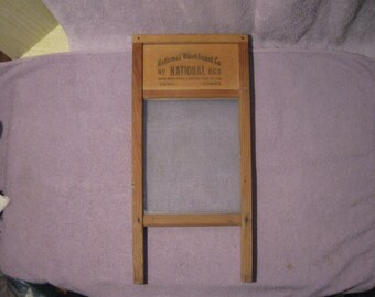 Vintage The Glass King Washboard National Washboard Co. #863 Vintage Wood and Glass Washboard