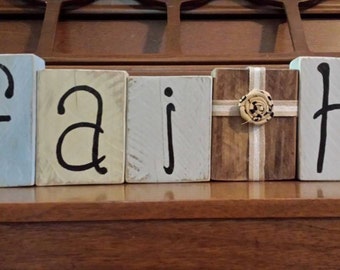 Decorative Wooden "FAITH" Blocks