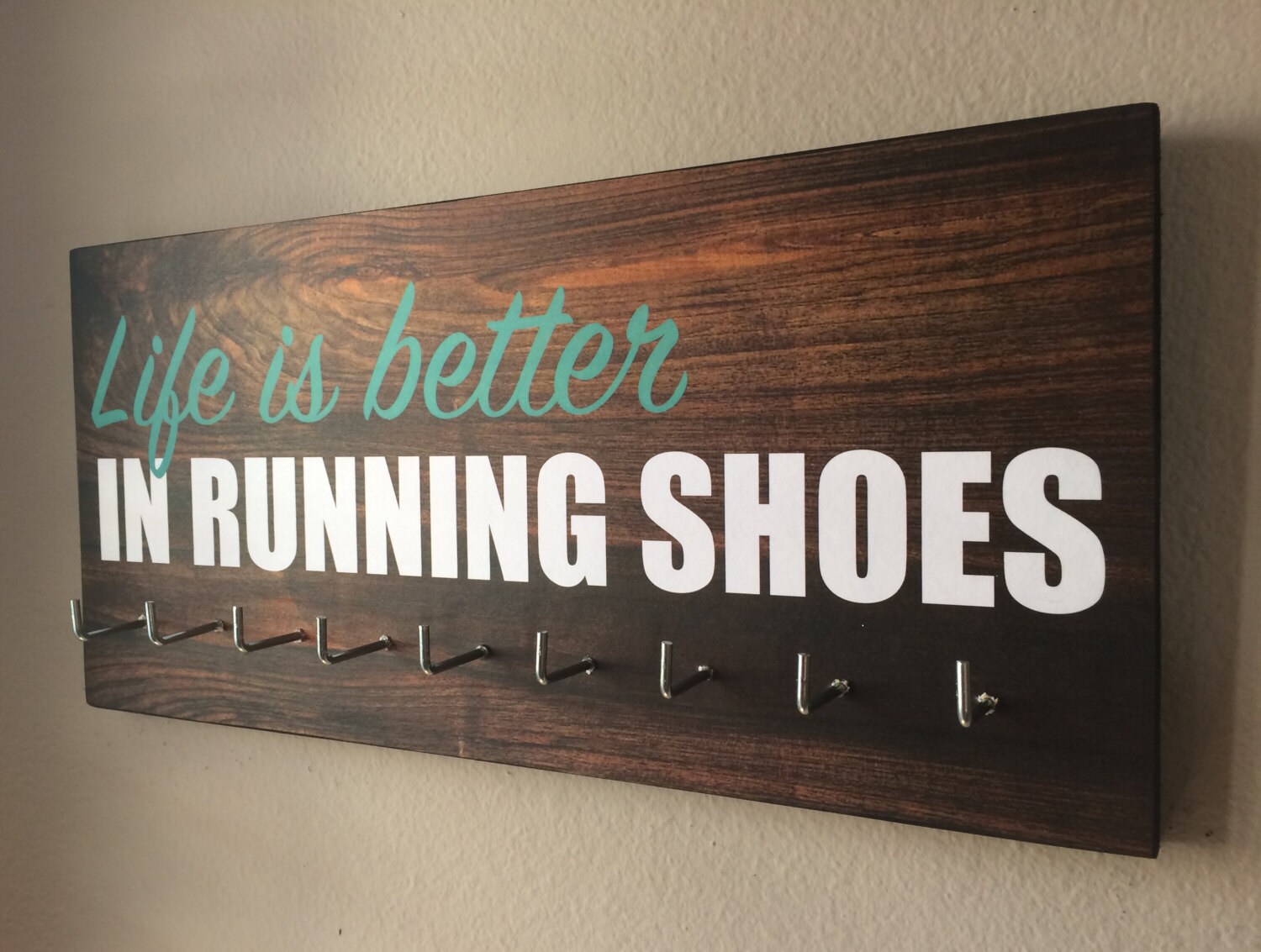 Wooden Marathon Medal Display Rack Cosmecol Medal Holder Life Is Better In Running Shoes