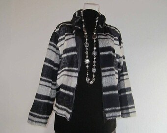Vintage 80s light wool jacket kastig layered look oversize tartan Boxy jacket