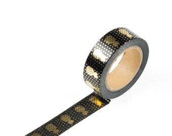 Gold foil black washi tape with pineapples