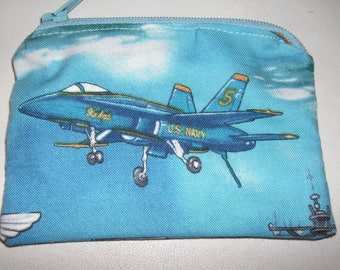 US Navy military armed forces handmade zipper fabric coin change purse card holder