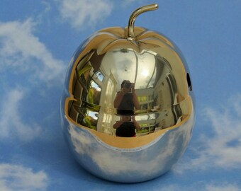 Apple Pot Silver Colour Vintage Preserves Jam Jelly Container Kitsch Fruit Trinket Holder Collectible Display Piece Silver Anniversary!