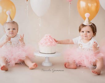Cake Smash Outfits Twins, Pink and Gold 1st Birthday Outfits Twins, First Birthday Outfit Girl, Tulle Skirt, Cake Smash Outfit Girl Tutus