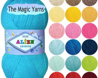 Alize sekerim, soft acrylic yarn, baby yarn, baby knitting yarn, baby crochet yarn, sport weight yarn, sport yarn