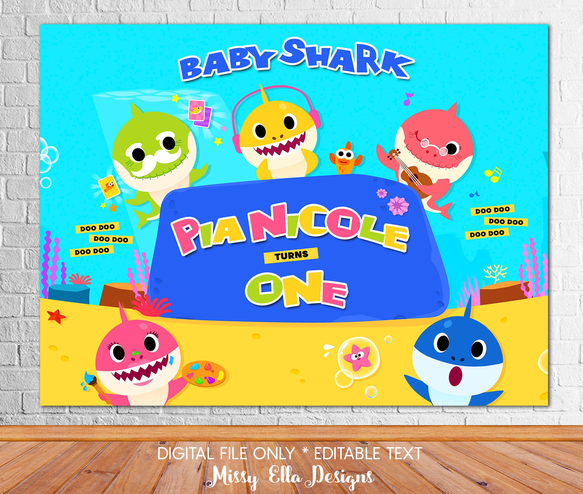 Baby Shark Party Backdrop Sea Animals Party Backdrop