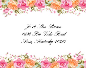 Floral Top & Bottom Border Address Labels