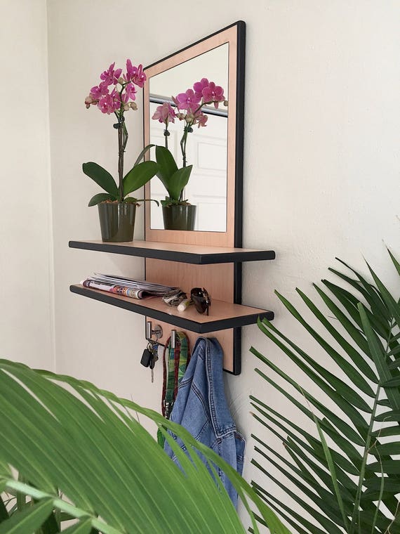 Mirrored Floating Entryway Shelves