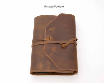 Leather Bible Cover - Medium with Adjustable Wrap. Handcrafted with Purpose in the USA.