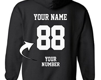 Custom Jersey Hoodie Design Your Name and Number HOODIE - Back Name and Number Custom Jersey Hoodies Crewnecks - Pullover Team Sweatshirts