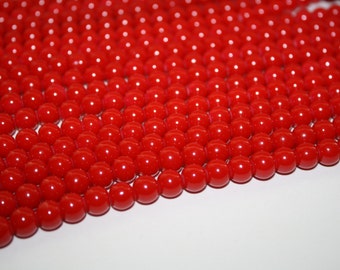 Red Glass Beads, Glass beads, Red Beads - 8mm - 52ct - D093