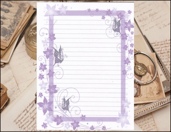 Fine Lined Stationery 8.5 X 11 25 Sheets and 10