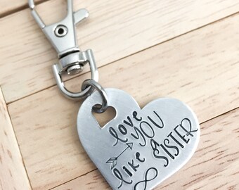 Love You Like A Sister - Heart Cutout - Keychain