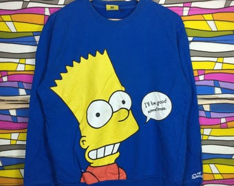 Rare!! Vintage THE SIMPSONS Crewneck Sweatshirt Blue Colour