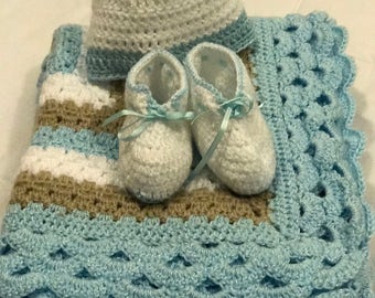 Set blanket, hat and booties / Blanket Set
