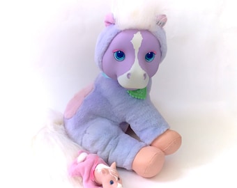 Vintage Hasbro Purple Pony Surprise Complete With 1 Baby Babies & Collar HTF Horse Ponies Pregnant Pouch Secret 90s Kawaii Pastel Fairy Kei