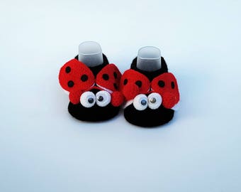 Handmade Ladybug Baby Booties