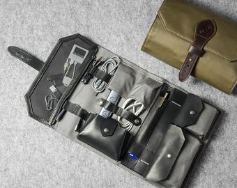 Tech Dopp Kit, Tech organizer pouch, Travel case, Cable bag, Travel bag, Gadget organizer, Tech case, Gift for her, Gift for him