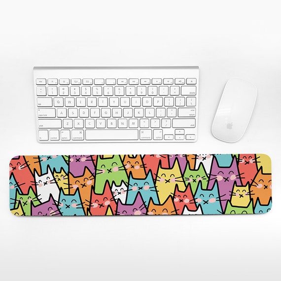 Cat Keyboard Wrist Pad Rest, Colorful Wrist Keyboard Rest, Cat Wrist Rest for Keyboard Pad, Fun Cute Cat Desk Office Decor for Women Men