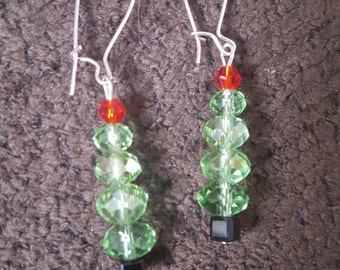 Beaded Christmas Tree Earrings