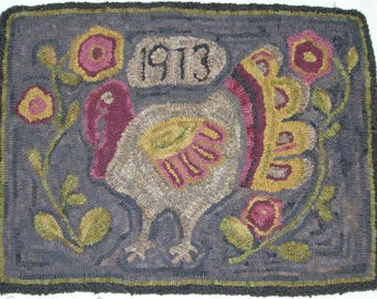 Turkey Rug - Hand Hooked Rug - Primitive Hooked Rug