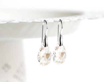 Minimalist crystal earrings Clear earrings Sterling silver earrings Minimalist silver earring SWAROVSKI crystal earring Teardrop earring 769