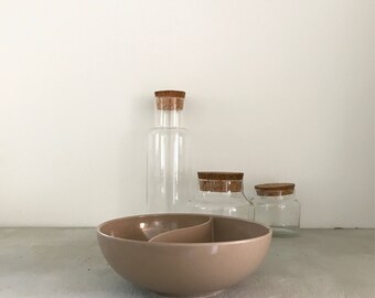 Vintage Melmac Divided Bowl greige Boonton Molding minimalist mid century modern decor
