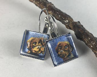 Chocolate labrador retriever dog earrings