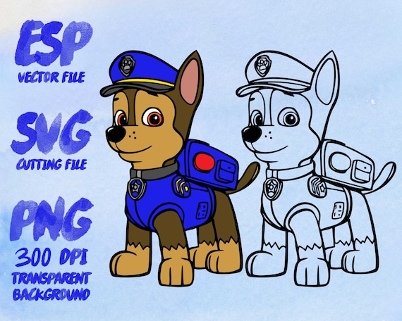 Chase Paw Patrol Clipart SVG Cutting ESP Vectors files T