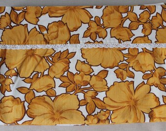 Vintage Wabasso Cotton Retro Twin Sheet Flower Power Hibiscus