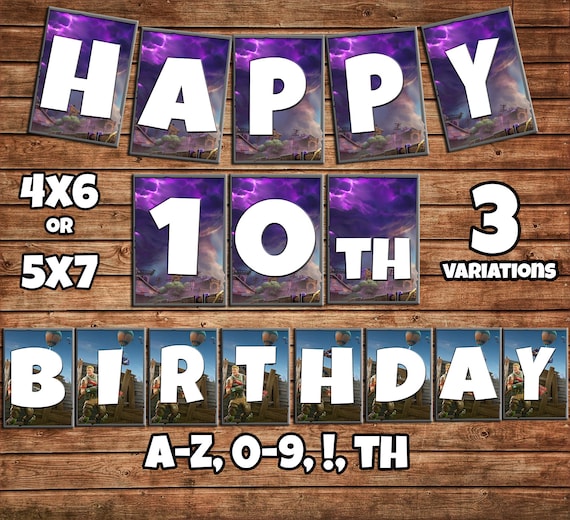 fortnite birthday party banner printable and customizable a z 0 9 th - fortnite birthday banner free printable