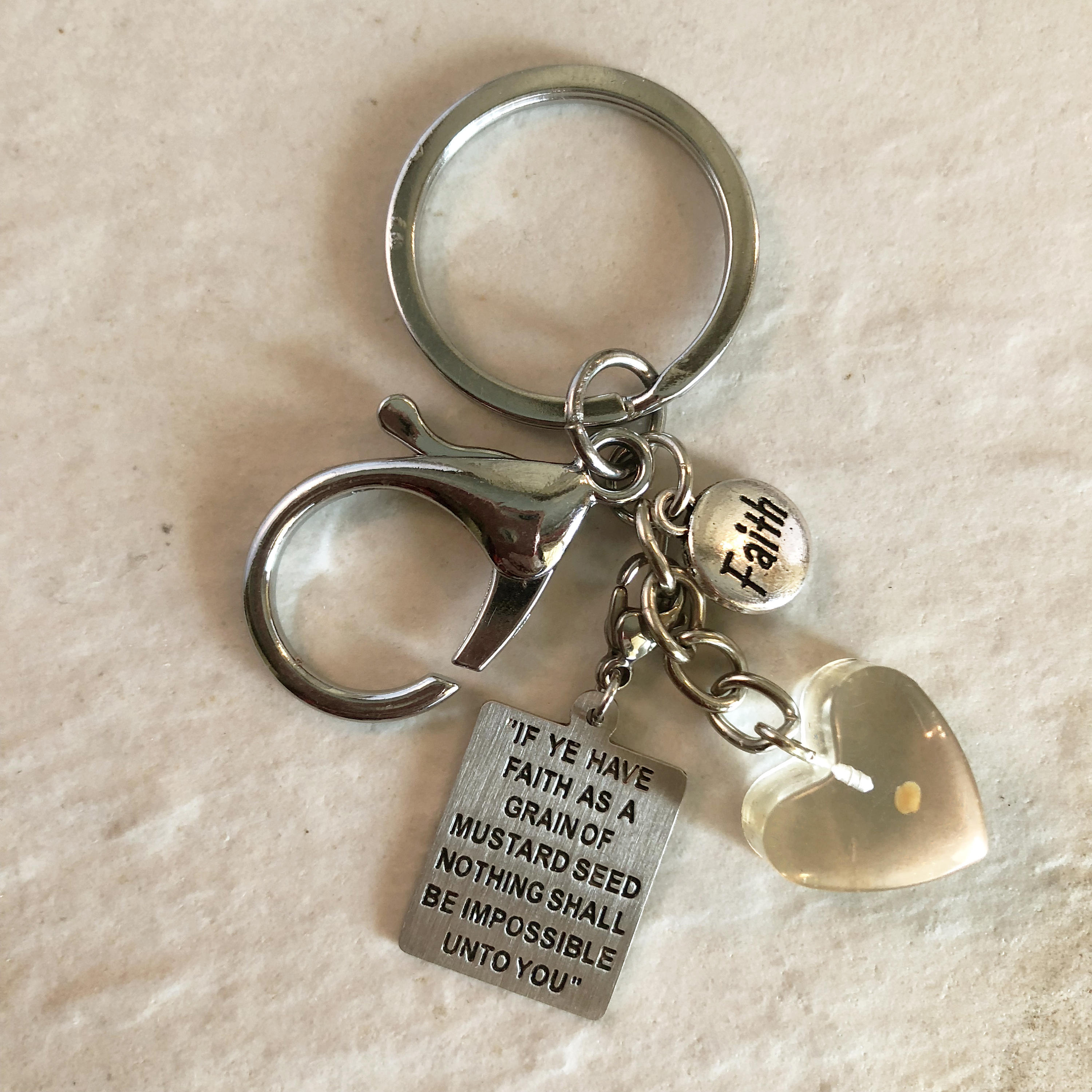 Mustard Seed Keychain// Matthew 17 20 // Prayer Group Gift