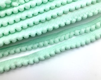 Mint Pom Pom Trim, Pom Pom Ribbon, Mini Pom Trim, Decorative Ribbon.