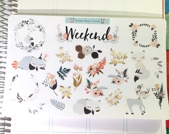 Floral Fox Stickers! -096