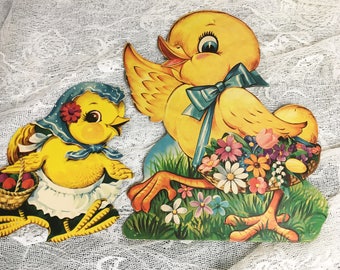 Vintage Easter Die Cut Decoration Lot of 12 Beistle Dennison Mid-century