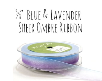 Ombre Lavender and Blue Sheer Ribbon, 5/8" Blue and Lavender Purple Ribbon, Gift Ribbon, Gift Wrap, DIY Wedding, Hair Ribbon, Unicorn Colors