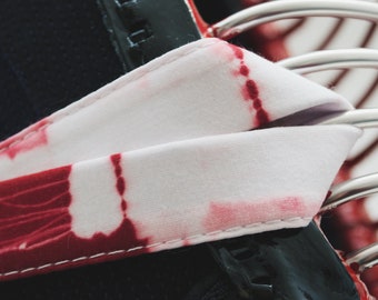Shibori Men Chichikawa Stripes Red / Kendo Chichikawa / Kendo Bogu Men accessories / 100% Cotton Hand dyed / In stock ready to ship