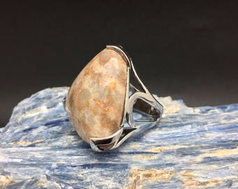 Chunky Agate Ring // 925 Sterling Silver // Agate // Sterling Agate Ring // Size 8