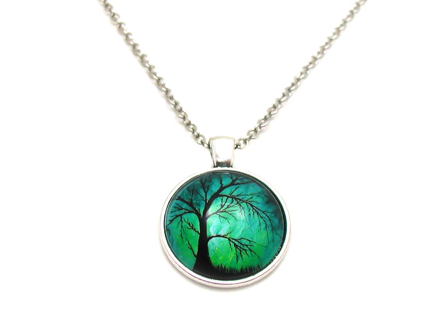 Willow Tree Necklace Picture Necklace Forest Charm Necklace