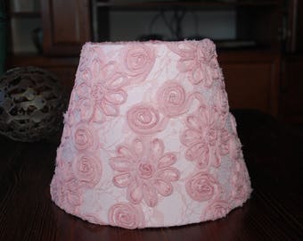 Custom Lamp Shade Pink Lace Flowers