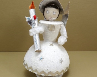 Christmas Angel Paper Mache Nodder Vintage 1950s Christmas Decoration Kitschy Christmas