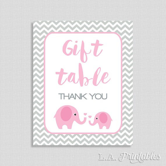 Gift Table Sign Pink Elephant Baby Shower Gift Table Sign