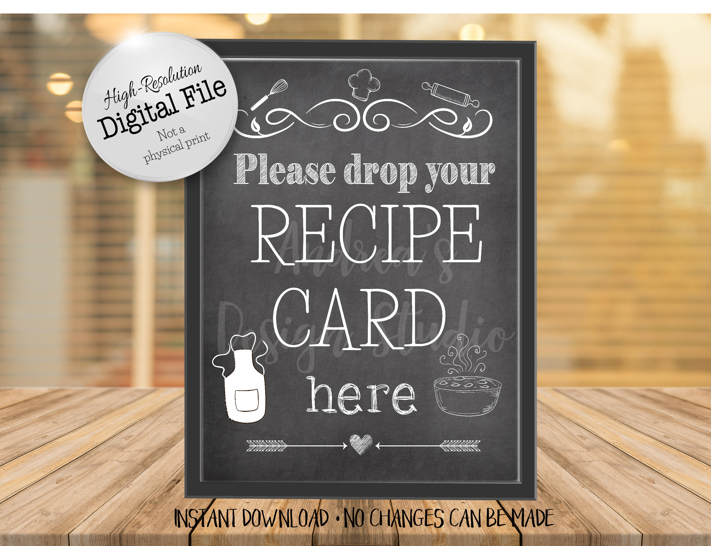 Drop Your Recipe Card Here Sign Bridal Shower Recipe Card