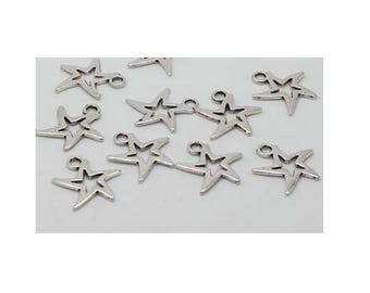 SET of 10 silver tone (D29) Star charm