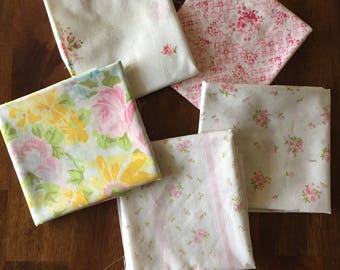 10 Floral Vintage Sheet Fat Quarters (2 of each print)
